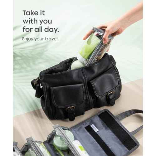 Small Roll Up Toiletry Bag for Traveling Women - Travel Makeup Bag with 4 Removable Compartments - Hanging Toiletry Bag - Cosmetic Travel Bag - Medicine Bag - TSA Approved Toiletry Bag