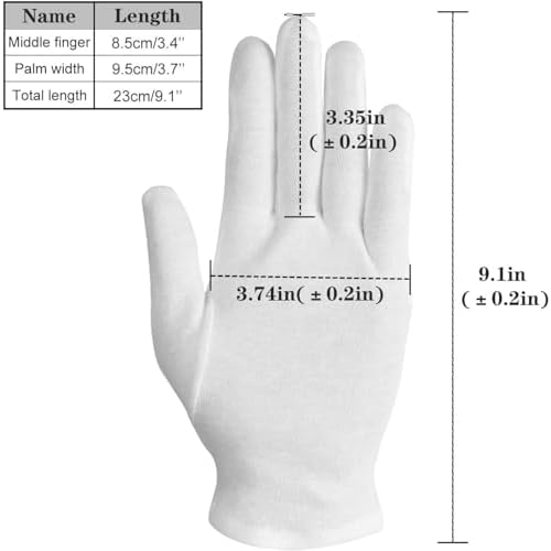 100% Cotton Women's Gloves - 10 Pairs, White, Dry Hands Eczema - Serving - Archival Coin Jewelry Inspection