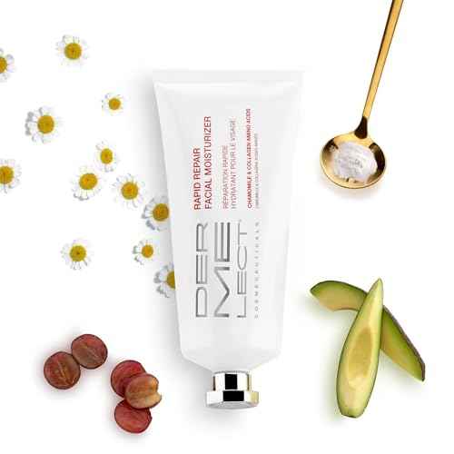 Dermelect Rapid Repair Facial Moisturizer for Face Anti Aging Cream with Chamomile Azulene Collagen Avocado Oil Grape Seed, Hydrating for Sensitive Skin Dryness Dullness Fine Lines & Wrinkles 3.3 oz