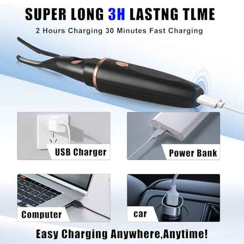 Heated Eyelash Curlers - 2 in 1 Clip- Type Heated lash Curler Best Seller Electric Eyelash Curler LED Display 3 Temp Settings for Makeup Tools USB Rechargeable Natural Curling 24H Long Lasting AD