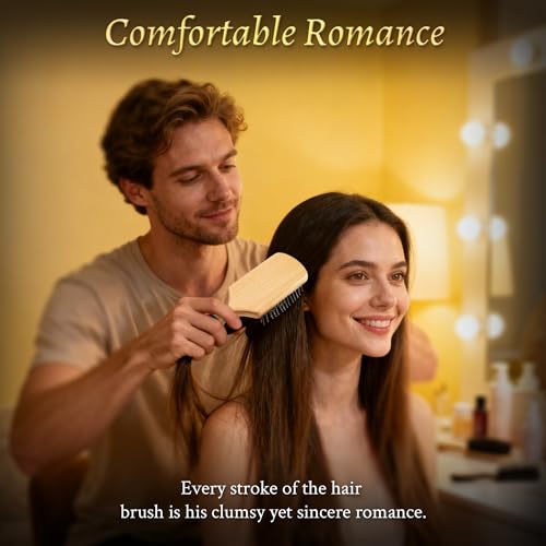 BFWood Paddle Hair Brush with Steel Bristles, Metal hair brush, Help Hair Growth and Massaging Scalp, Anti-frizz Metal Detangling Brush Styling Hairbrush