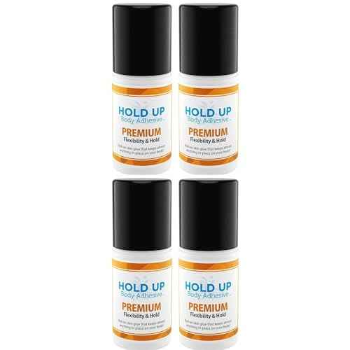 Premium ? Body Glue for Dancers Roll On Skin Adhesive for Compression Socks Thigh Highs Costumes Clothing Lingerie Fashion Cosplay ? 2 oz Roll On, 4-Pack
