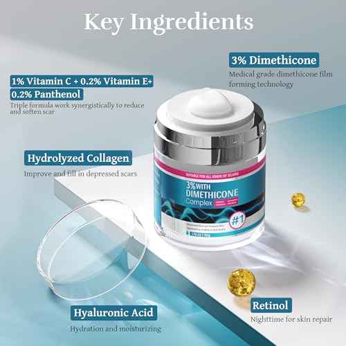 Advanced Scar Cream, Scar Reduction Treatment for Improves Skin Texture & Helps Remove Acne, Stretch Marks, Surgery, C Section, Burn, Keloid & Hypertrophic Scars 1.76 Oz (50g)
