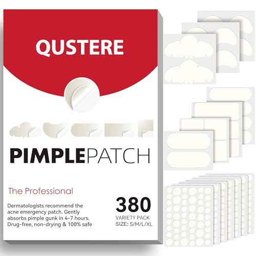 Large Pimple Patches for Face, Hydrocolloid Acne Patches, Variety Shapes Zit Covers, Stickers with Tea Tree, Salicylic Acid & Cica Oil| Round,Moon,Strip,Square,Rectangle,Nose Strip |8 Sizes |380 Count