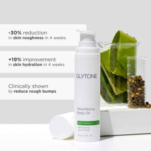 Glytone Resurfacing Body Oil? Nourishing & moisturizing anti aging Body Oil for dry Skin & Keratosis Pilaris ?5% Proactive Glycolic Acid After Shower oil for Body?Unscented, Non Toxic 4 Fl oz