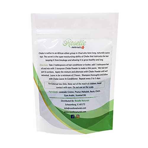 Roselle Naturals Chebe Powder for Hair Growth Imported from Chad, Africa 60g - African Chebe Hair Powder Organic, Hair Treatment Mask, Deep Moisturizing Hair Growth