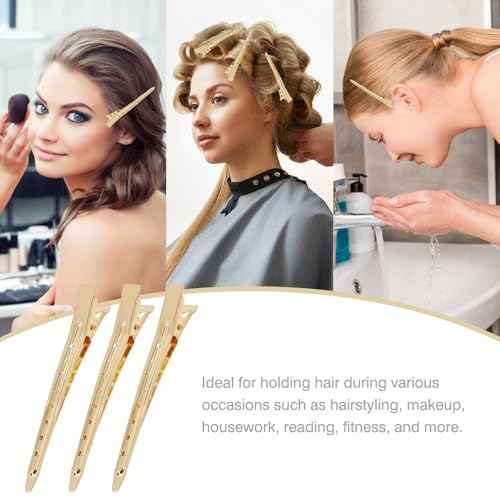 40 Pieces 9cm/3.5" Gold Metal Hair Salon Alligator Hair Styling Clips with Holes Duckbill Hair Sectioning Clips Hair Barrettes Accessories for Women Girls Teens