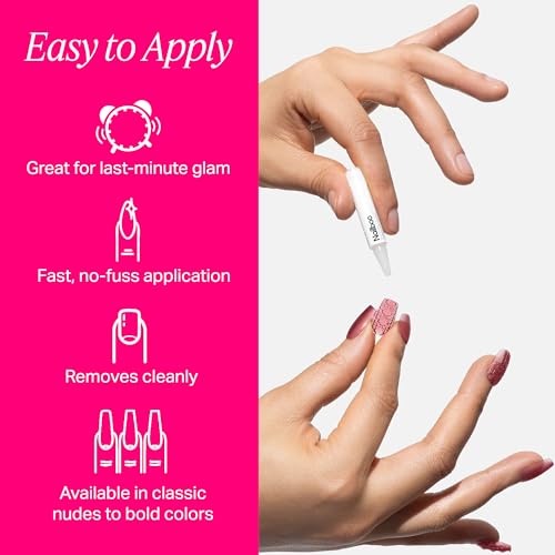 Nailboo Press On Nails, Salon-Quality Reusable Fake Nails for Fast DIY Manicure with Strong Hold Nail Glue for Press Ons, Nail File, & Alcohol Prep Pads, Frenchie
