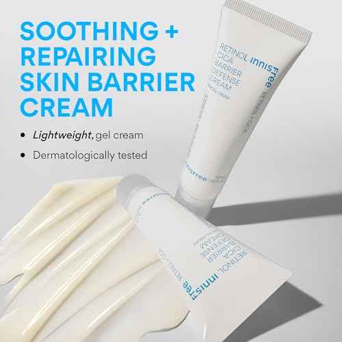 innisfree Retinol Cica Barrier Cream, Korean Moisturizer with Madecassoside for Sensitive, Acne-Prone Skin, Calming and Strengthening Formula