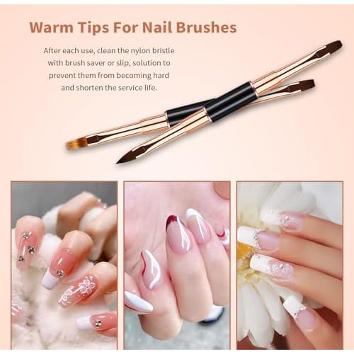Nail Art Brushes Set - Professional 5pcs Double-Ended Acrylic Nail Art Brushes Liner Detail Thin Brushes For Drawing Design Brushes Gel Builder Brushes 3D Nail Art Tools (black)