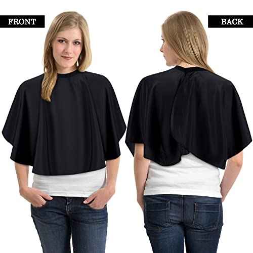 Wesiti 16 Pcs Short Makeup Cape for Women Men Black Waterproof Nylon Hair Cutting Cape, Salon Hair Apron Beard Shorty Smock for Clients Lightweight Makeup Bib for Artist Beautician