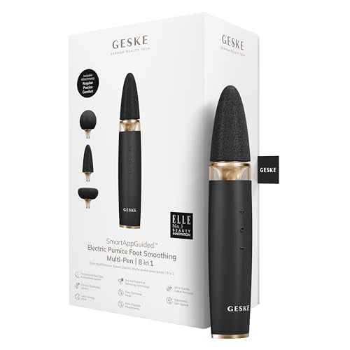 GESKE Electric Pumice Foot Smoothing Multi-Pen | 8 in 1 | Electric Foot File & Exfoliator | 3 Pumice Stone Attachments | for Smooth Feet | Advanced Callus Removal | for Your Pedicure Set