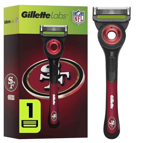 Gillette Labs Special NFL 49ers Edition Shaving Razor for Men - 1 Handle, 1 Razor Blade Refill, Perfect for Game Day Grooming, GilletteLabs with Exfoliating Bar