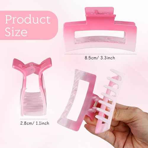 Hotop 50 Pcs Cute Hair Claw Clips Set Nonslip Square Clips Colorful Rectangle Hair Accessories for Women(3.4 Inch,Vibrant Color)