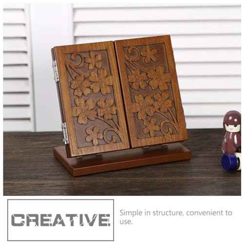 1pc Wood Dressing Table Mirror Wooden Three Mirrors Indoor Desktop Make up Vanity Carved Vanity Makeup Standing Desk Makeup
