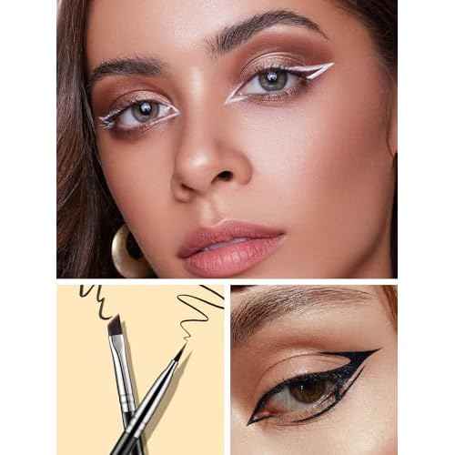 EIGSHOW Angled Eyeliner Brush & Eyeshadow Brush, High-End Precision Gel Liner and Short Smudge Brushes for Cat Eye, Winged Liner (E835&E806)