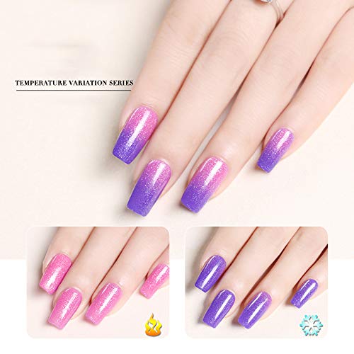 Omainy Gel Nail Polish Set -Color Changing Gel Nail Polish Set Purple Blue Pink Red Laverder Wind Red Black Color Changing Gel Polish Soak Off UV LED Thermal Temperature Art (4002)