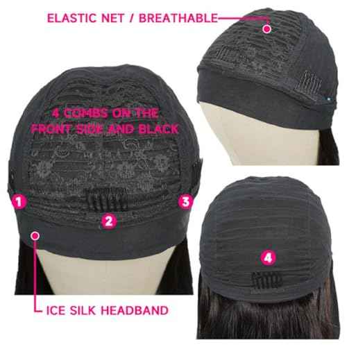 Headband Wig Human Hair 26 Inch Kinky Straight Headband Wigs for Black Women Straight Human Hair Wigs Glueless No Lace Front Wigs Brazilian Virgin Human hair 180% Density Natural Color