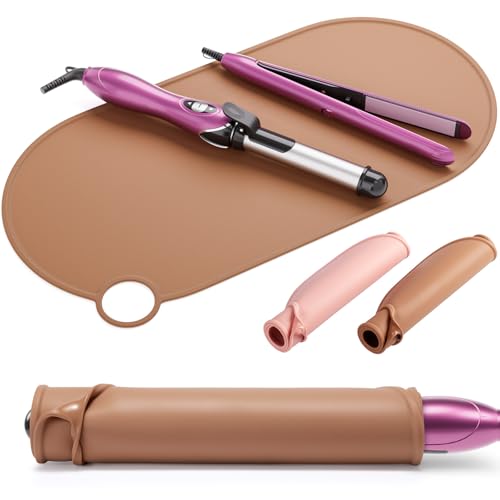 Noverlife Silicone Makeup Mat, Heat Resistant Vanity Protector Mat, Large Curling Iron Pad Protector for Vanity Top, No Slip Hot Tools Mat, Foldable Vanity Mat for Makeup Hair Styling Tool, 19.6"x9.8"