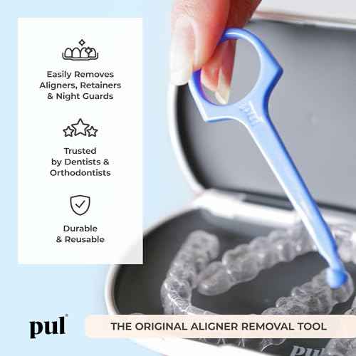 PUL Pack of 4 Reusable Clear Aligner Removal Tool ? Compatible with Invisalign, Removable Braces, Retainers & Trays ? Easy-to-Use Device Remover, Dental & Oral Hygiene Care Product ? Purple