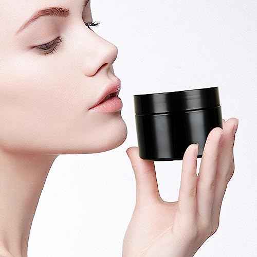 Acrux7 40 Pack 4 oz Black Plastic Jars, Small Round Cosmetic Cream Jars with Lids & Labels, Refillable Plastic Cream Container 120 ml Leak Proof Travel Jars for Creams, Lotion, Body Butter, Body Scrub