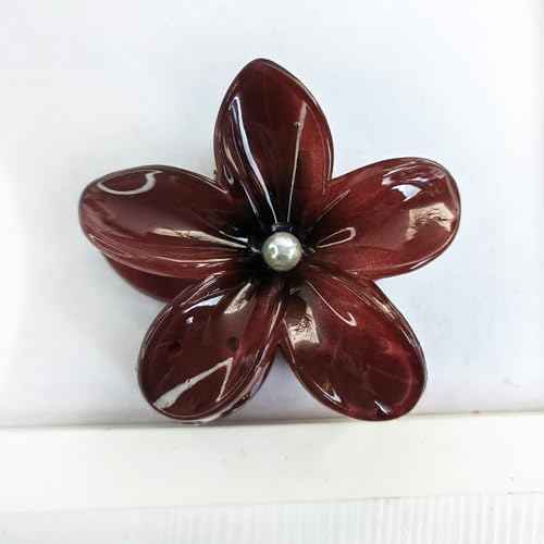 Wine Red Flower claw clips women girls,fancy hawaii flower hair clips,artificial pearls daisy decorative plumeria hair clips for thick or thin hair, Large Medium 2pc beach coquette hair accessories