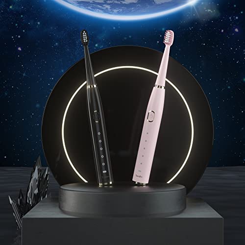 7AM2M Sonic Electric Toothbrush for Adults and Kids- High Power Rechargeable Toothbrushes with 8 Brush Heads,5 Adjustable Modes, Built-in 2-Minute Smart Timer,4 Hours Fast Charge for 30 Days(Black)