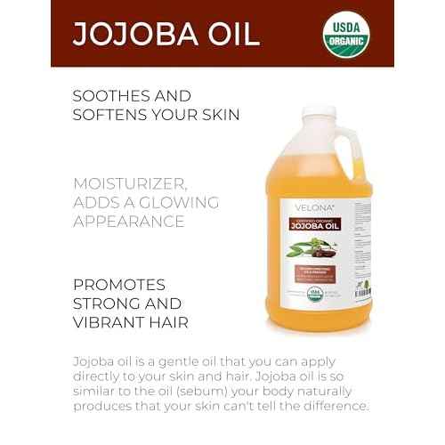 velona Jojoba Oil USDA Certified Organic - 1 Gallon / 128 Fl Oz | 100% Pure and Natural | Golden, Unrefined, Cold Pressed, Hexane Free | Moisturizing Face, Hair, Body, Skin Care