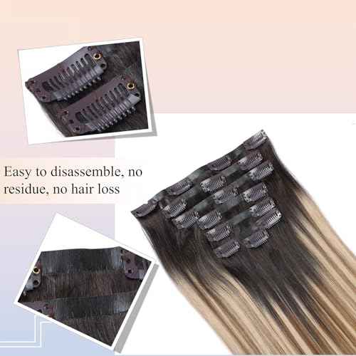human hair clip in extensions 120g 7pcs PU Clip seamless clip in hair extensions human hair 14Inch P216 Dirty Blonde to Caramel Blonde
