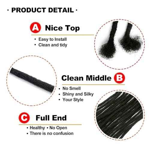 Dreads Extensions for Men Women Loc Extensions Human Hair Dreadlock Extensions 0.4 cm 14 Inch 30 Strands Handmade Permanent Locs Extension Natural Black Soft Locs Hair Extensions Can be Dyed Bleached