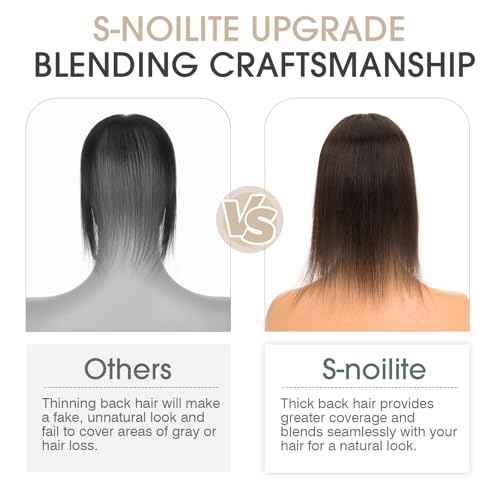 S-noilite Real Human Hair Toppers for Women - 100% Human Hair, 2.25"*6" Lace Silk Base, 10 inch Dark Chocolate Brown