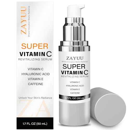 Super Vitamin C Face Serum for Mature Skin: All-In-One Hydrating Anti-Aging Formula - Vitamin C, Hyaluronic Acid, Vitamin E, Caffeine - Face Lift Serum for Wrinkles, Dark Spots - 1.7 fl. oz.