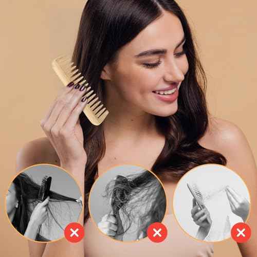 Bamboo Wide Tooth Comb, Large Hair Detangling Comb, Natural wooden combs for Hair, Beard, Mustache, Travel-Friendly, Hand Polished, No Handle Design