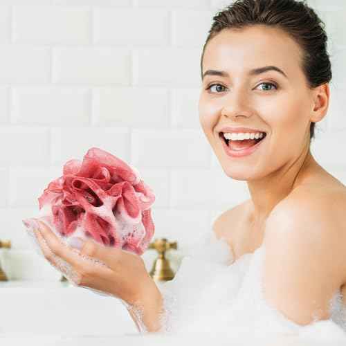 4 Pack Bath Sponge, Bath Shower Loofahs Mesh Pouf Sponge Body Scrubber Exfoliator Scrubber - 50g/Piece