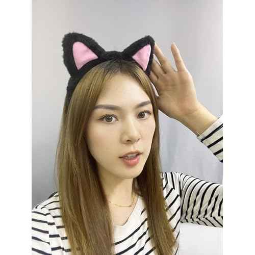 Cat Ears Headband 2-Pack ? Plush Fuzzy Hairbands for Cosplay, Makeup, Yoga, and Photo Props for Adults and Kids
