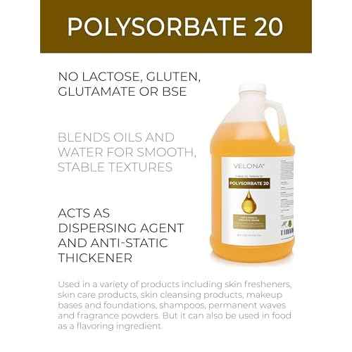 Polysorbate 20 by Velona - 64 Fl Oz | Solubilizer, Food & Cosmetic Grade | All Natural for Cooking, Skin Care and Bath Bombs | Use Today - Enjoy Results