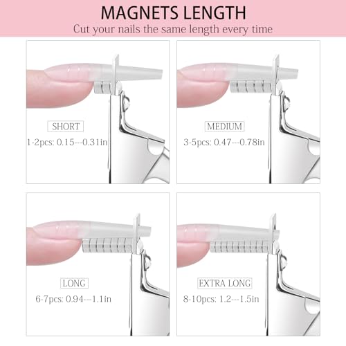 Acrylic Nail Clipper with Magnets,Nail Clippers Acrylic Nail Cutter,Nail Cutter for Nail Tips with 10PCS Sizer Magnets,Manicure Tool for Salon or Home Nail Art(Pink)