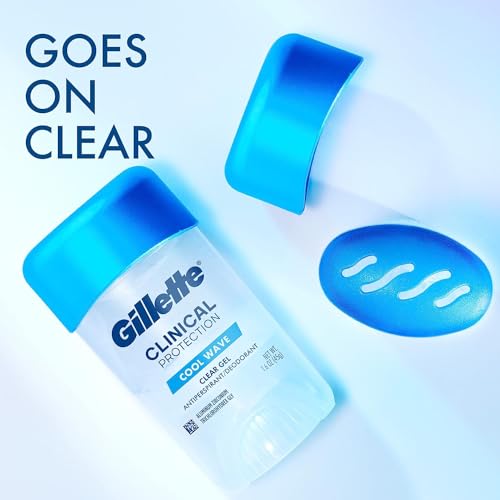 Gillette Clinical Antiperspirant and Deodorant for Men, 72hr Sweat & Odor Protection, Long Lasting Freshness, Anti-White Mark Technology, Clear Gel, Cool Wave Scent, 1.6 oz (Pack of 3)