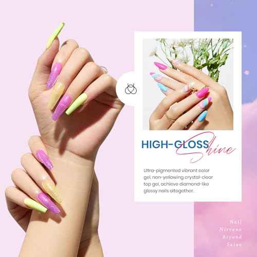 beetles Gel Polish Set - 39Pcs Neon Gel Nail Polish Pink Red Blue Purple Polish All Season Nails with Base Top Coat Soak off Uv LED Lamp Colorful Candies Manicure Kit DIY Home Gifts for Women Girls