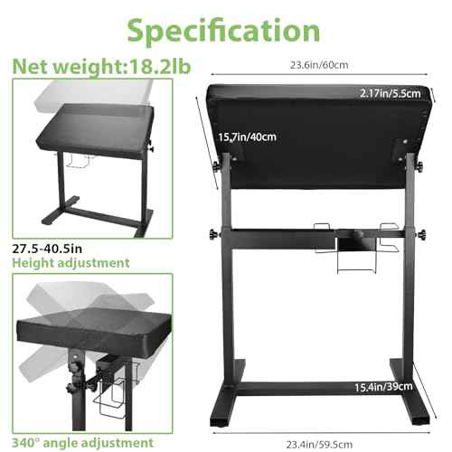 XL Tattoo Arm Rest and Legrest Stand 360¡ÆAdjustable Armrest Foldable Legrest Leather Pad Thick Sponge Stable Base for Tattoo Studio Tattoo Artists