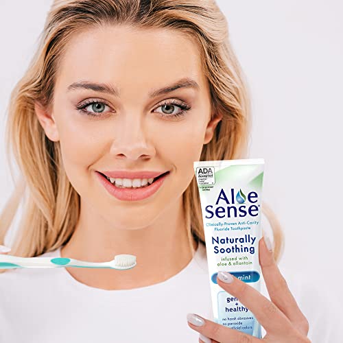 AloeSense Fluoride Toothpaste, Naturally Soothing Toothpaste Sensitive Teeth and Gum Care with Aloe Vera, Allantoin & Fresh Mint Flavor, Gentle & Natural Toothpaste, ADA Approved (5-oz, 1 Count)