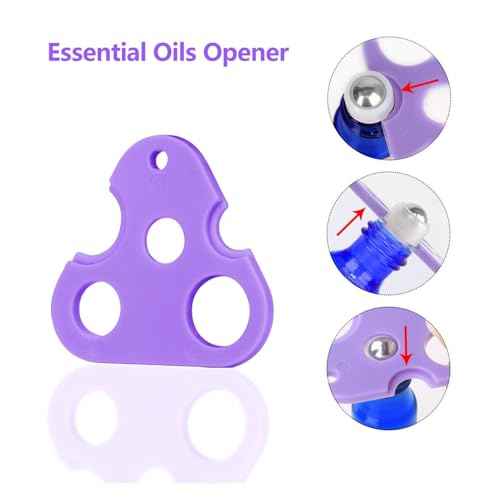 Easytle 96 Pack Essential Oil Roller Bottles 5ml Blue Glass, Reusable, Leak-Proof, UV Protection, Travel & Personal Care, 384 Labels, 8 Opener, 16 Funnels, 16 Droppers