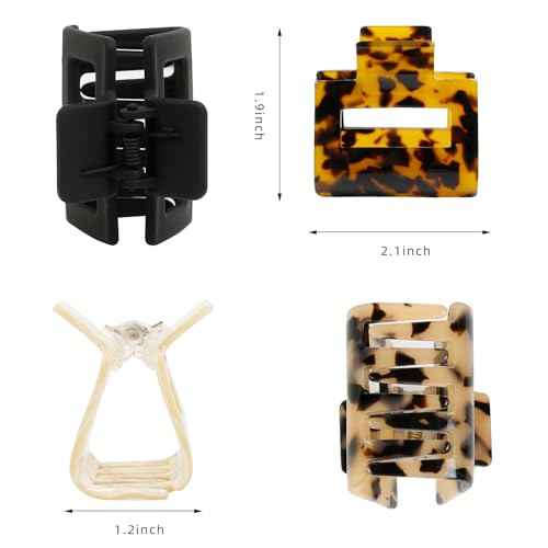 Hair Claw Clips for Women 4Pcs 2" Small Claw Clips Tortoise Shell Leopard Hair Clips for Thin Thick Hair Strong Hold Acetate French Clip Nonslip Jaw Clip Hair Accessories