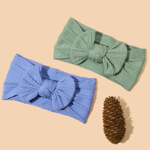 18PCS Baby Soft Nylon Headbands Hairbands With Hair Bows,Elastics Head Wrap Hair Accessories for Newborn Baby Girls Infant Toddlers Kids (ONE SIZE FIT ALL)
