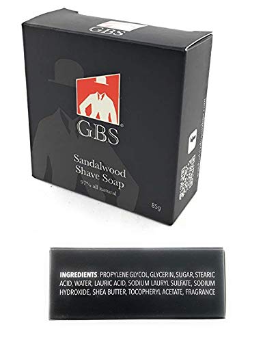 G.B.S Men's Sandalwood Shaving Soap with Shea Butter and Glycerin, 3oz