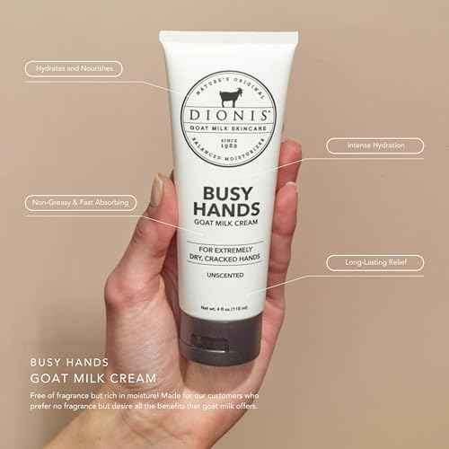 Dionis Goat Milk Skincare Busy Hands Cream, Cruelty Free, Paraben Free, Clean & Dermatologist Tested for Dry Sensitive Skin, Hydrating & Deeply Moisturizing Rich in Vitamins, Fragrance Free, 4oz