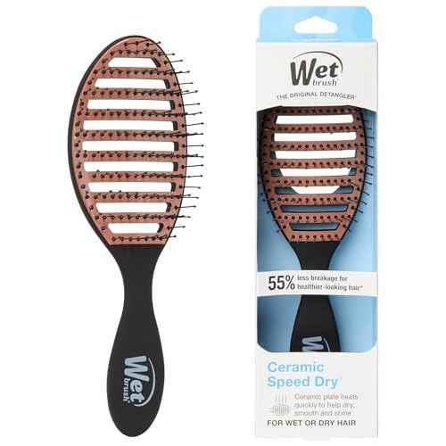 Wet Brush Ceramic Speed Dry Hair Brush, Black - Vented Design & Soft HeatFlex Bristles for Blow-Dry Safe Styling - Ergonomic Handle for Pain-Free Detangling - Hair Accessories for All Hair Types