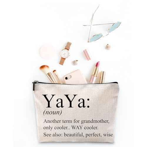 Sufamb Yaya Makeup Bag - Grandma's Birthday & Mother's Day Gift - Small Cosmetic Pouch for Purse