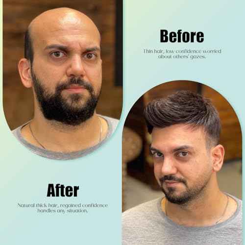 CARA Human Hair Toupee for Men, 8 x 10 inches, Ultra Thin Skin 0.04mm, V-loop, Medium Light Density (2# 8X10 Simple bag packaging)