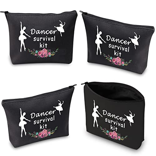 WCGXKO Dancer Survival Kit Dancer Gift Zipper Pouch Makeup Bag for Dance Instructor Dance Recitals and Dance Teams (Dancer Survival black)